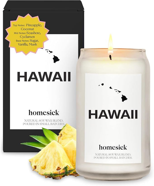 Homesick Scented Candles for Home (Hawaii) - 13.75 oz Long-Lasting Soy Wax Jar Candle for Women & Men for All Occasions, 60-80 Hours Burn Time - Notes of Pineapple & Coconut - Bloomnest