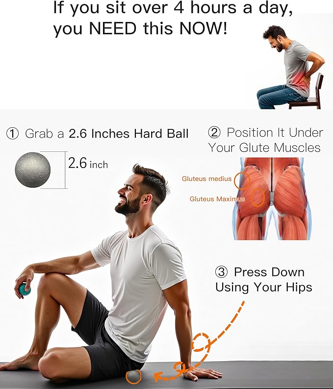 Plantar Fasciitis Relief Massage Ball – Lacrosse Ball, Foot Massage Roller & Myofascial Release Ball for Foot Pain, Trigger Point Therapy, Hard Ball for Deep Tissue & Fascia Massage - Bloomnest