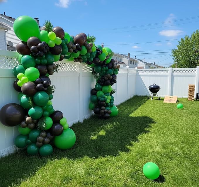 164Pcs Green and Brown Balloon Garland Arch Kit - Video Game Party Decorations with 18 12 10 5 Different Sizes Latex Party Balloons for Jungle Game Theme Baby Shower Birthday Theme Decorations - Bloomnest