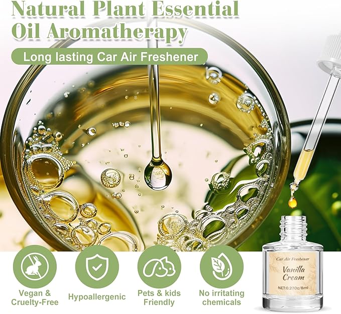 6 Pack Car Air Freshener for Women, Long Lasting Slow-Release Natural Essential Oil Scents Air Freshener Diffuser, Hanging Cute Car Accessories, Refined Auto Interior Decor Gift (8ml Each) - Bloomnest