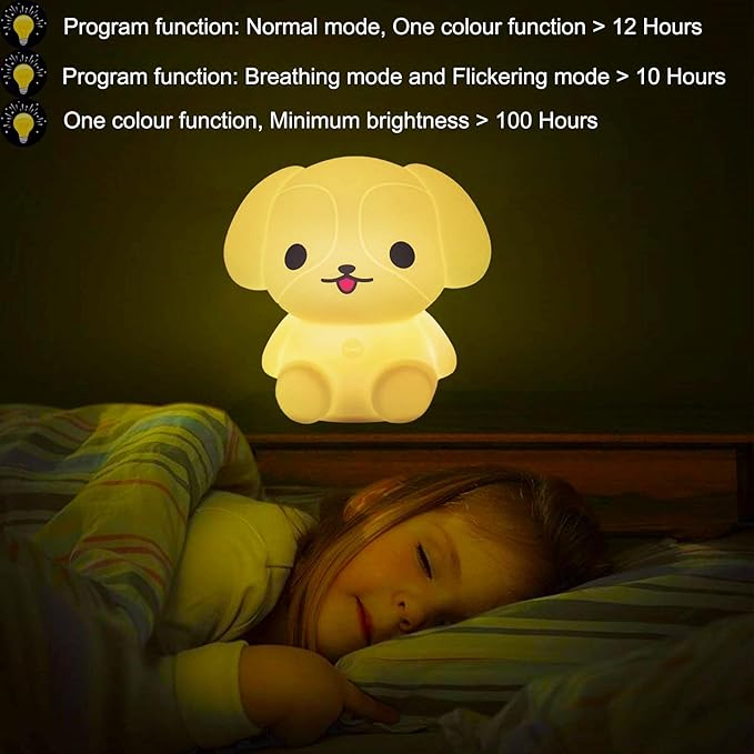 Night Light for Kids, Cute Dog Lamp Touch Nightlights Mood Light LED Soft Light with 9 Colors Changing Gift for Girls Kids, Boys, Elder, Women Bedroom, Bedsides Room Decor - Medium - Bloomnest