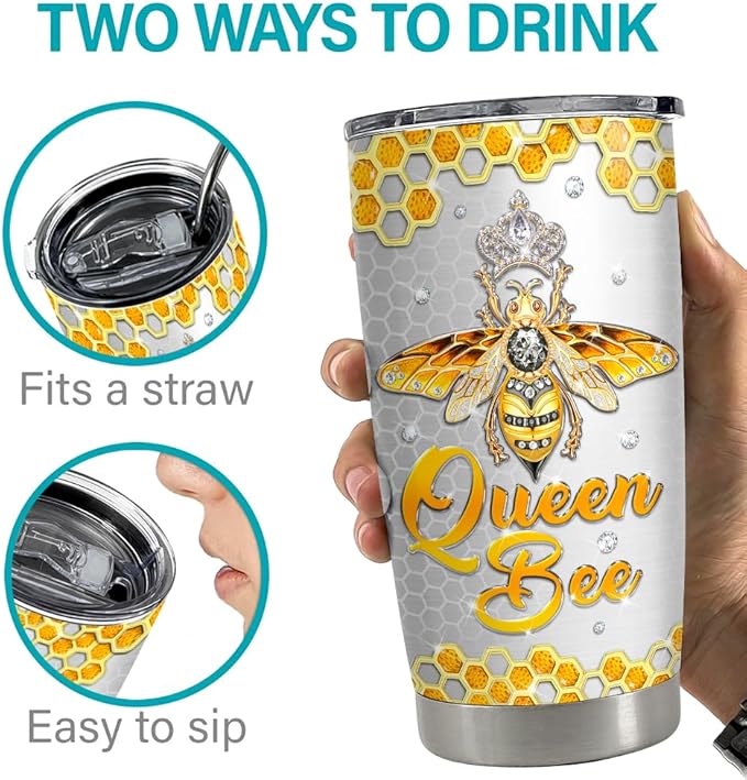 SANDJEST Bee Tumbler 20oz Jewelry Drawings Stainless Steel Insulated Tumblers Gifts for Women Girls Coffee Travel Mug Cup Gift for Birthday Christmas - Bloomnest