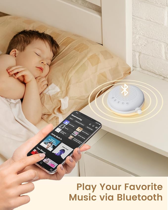 Glocusent 3-In-1 Portable Sound Machine for Baby, White Noise for Sleeping, Night Light & Phone Connected Speaker 34 Sounds Timing Function 1000mAh Large Battery Designed for Travel Deep Restful Sleep - Bloomnest