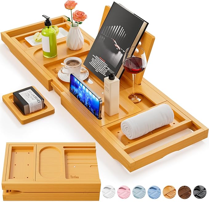 Premium Bathtub Tray Caddy, Expandable Bath Tray, Unique House Warming Gifts, New Home, Anniversary and Wedding Gifts for Couple, Bridal Shower Gift for Women - Bloomnest