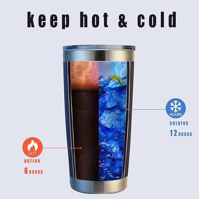 20oz insulted tumblers stainless steel cup Tumbler Bulk with push Lid, and metal straw powder coated coffee cup for cold and hot drinking (48, navy blue) - Bloomnest