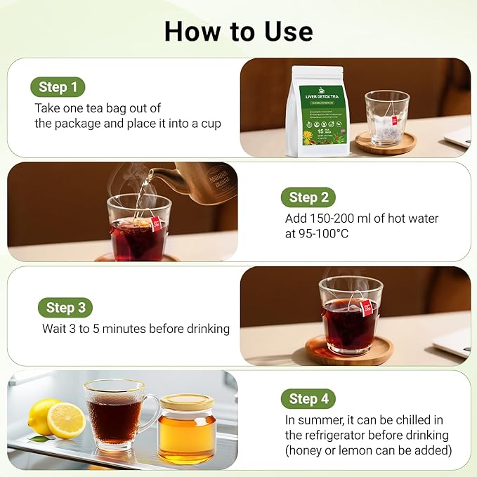 Liver Detox Tea, Chinese Kidney and Liver Cleanse Detox Herbal Tea Support Kidney Healthy Function with 11 Precious Ingredients Formula (30 Bags/2 Pack) - Bloomnest