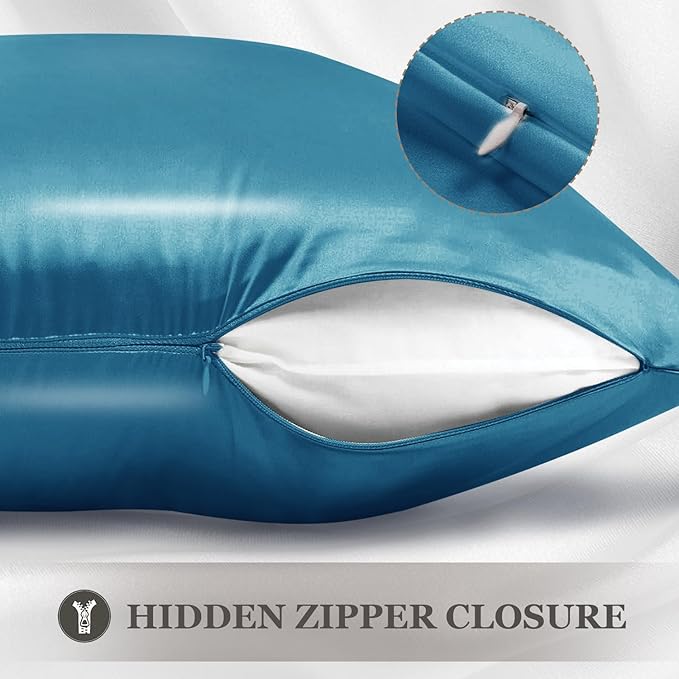 Adubor 100% Silk Pillowcase - Mulberry Silk Pillow Cases, 23 Momme 6A Grade Fibers, Silk Pillow Case for Hair and Skin Health, with Hidden Zipper (Queen 20''x30'', Peacock Blue, 1PC) - Bloomnest
