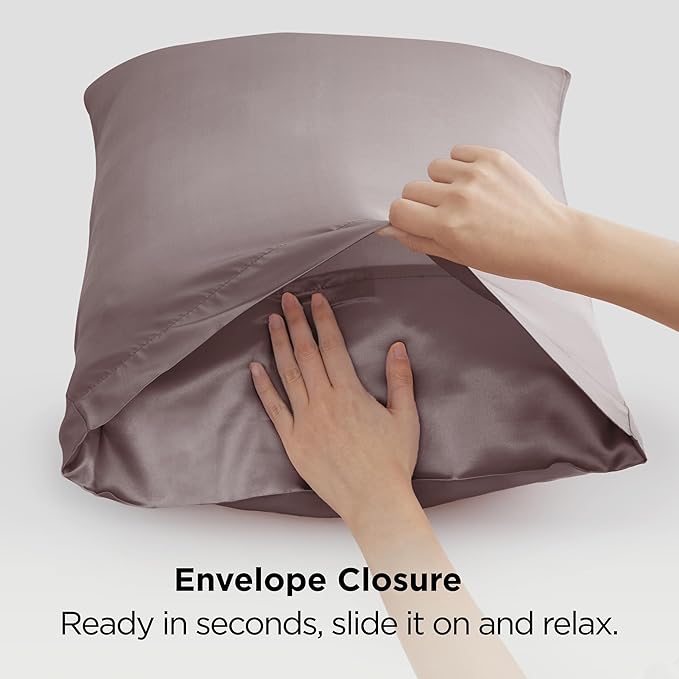 Bedsure King Size Satin Pillowcase Set of 2 - Dusty Rose Silky Pillow Cases for Hair and Skin with Envelope Closure, Similar to Silk Pillow Cases, Gifts for Women Men, 20x36 Inches, 2pcs - Bloomnest