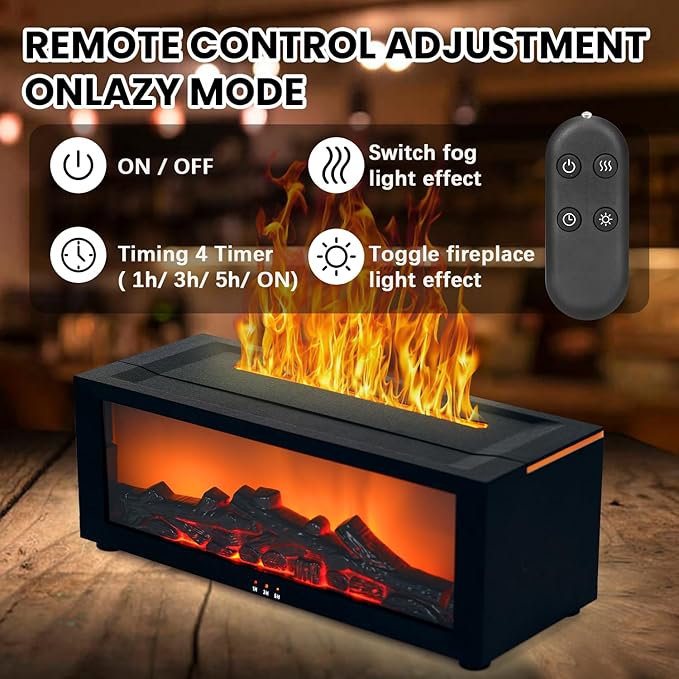 Fireplace Humidifier Diffuser, 7 Colors Flame Diffuser for Essential Oils, Fire Aroma Diffuser with Remote, Air Humidifiers Aromatherapy Diffuser for Home, Bedroom, Office,Yoga - Bloomnest