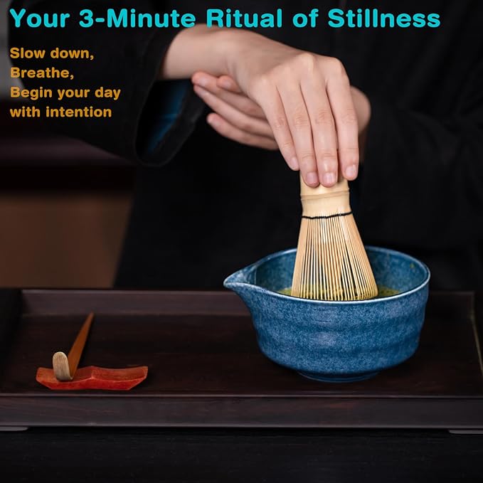 Premium Matcha Ceremony Set – Complete 9-Pcs Ritual Kit – Presented in Luxury Magnetic Gift Box, Perfect for Gifting or Self-Care (Gem Blue) - Bloomnest