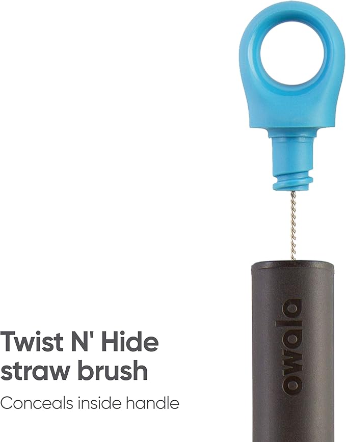 Owala 2-in-1 Water Bottle Brush Cleaner and Straw Cleaner Brush,Water-Bottle-Brush with Removable Head and Twist n Hide Straw-Brush,Smokey Blue,(Pack of 12) Owala
