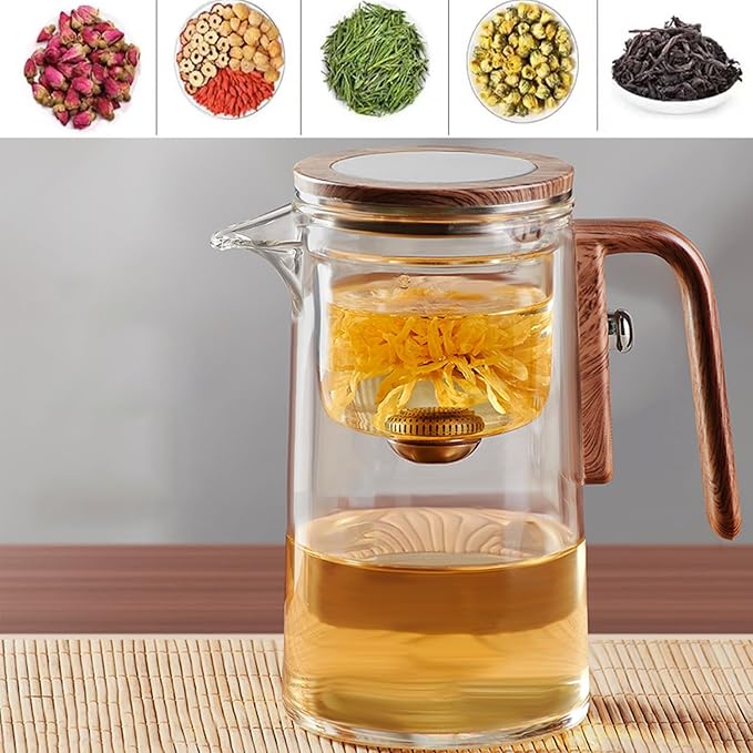 Enchanti Tea Pot, 800ML Witchcraft Magic Glass Teapot with Infuser Strainer and Lid for Loose Leaf Tea Herbal, Magnetic Water Separation Tea Maker Kettle Clear Enchantipot