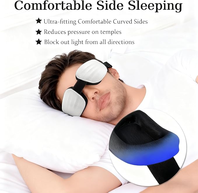 100% Blackout Sleep Eye Mask for Women Men, Zero Pressure Sleeping Mask - Sleep Mask for Cpap Users and Eyelash Friendly Night Blindfold, Adjustable Ultra Soft Comfortable for Dry Eye Mask - Bloomnest