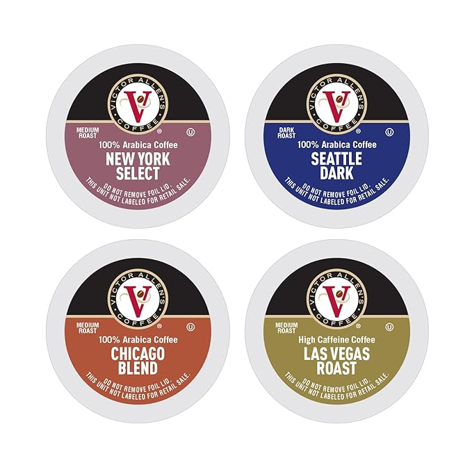 Victor Allen's Coffee Across America Variety Pack (Seattle Dark, New York Select, Chicago Blend, Las Vegas Roast), 96 Count, Single Serve Coffee Pods for Keurig K-Cup Brewers - Bloomnest