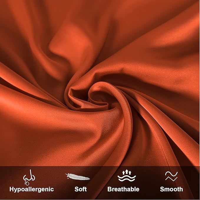 Mulberry Silk Pillowcase for Hair and Skin,Queen Size Cooling Silk Pillow Case with Hidden Zipper,Allergen Proof Dual Sides Soft Breathable Smooth Silk Pillow Cover for Women(Queen,Orange) - Bloomnest