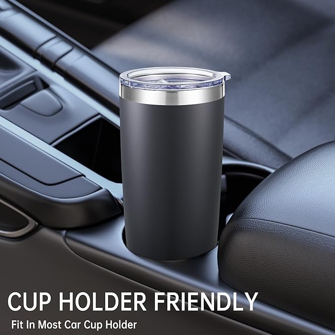 20 oz Tumblers Bulk Stainless Steel Tumbler with Lid Double Wall Vacuum Insulated Coffee Mug 20oz Powder Coated Cup for Hot and Cold Drinks, Black, 12 pack - Bloomnest