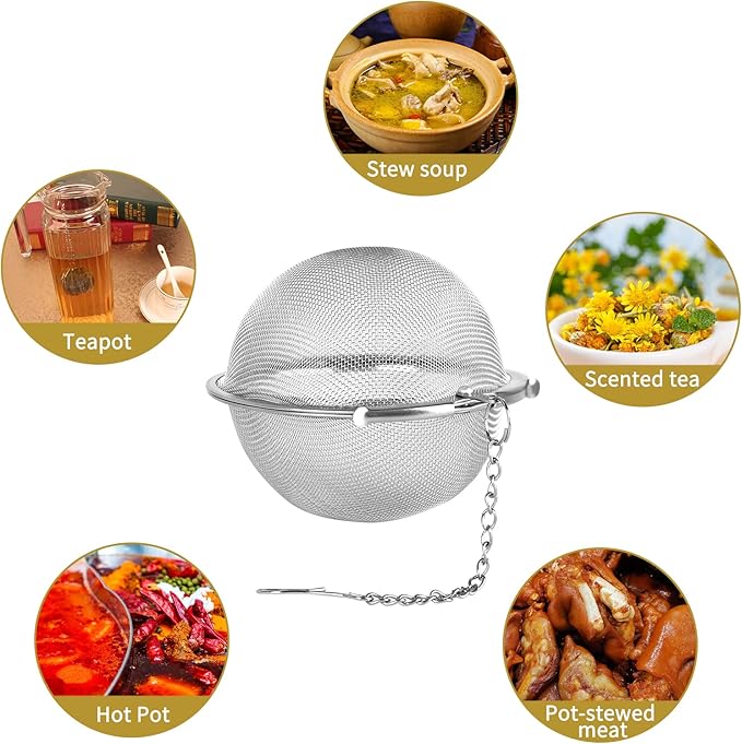 Fu Store 2pcs Stainless Steel Mesh Tea Ball 3.5 inches Tea Strainers Teas Infuser Strainer Filters for Teas - Bloomnest