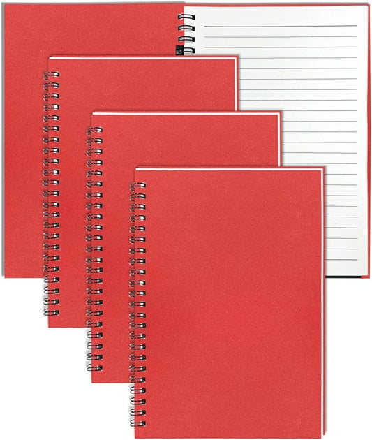 GINMLYDA 4Pack Small Spiral Notebook A5, 8.25x5.5” 120 Lined Pages Wide Ruled Spiral Journal Bulk Blank Kraft Cover Spiral Bound Notebook & Writing Pads for Home Office Meeting Work Note Taking - Bloomnest