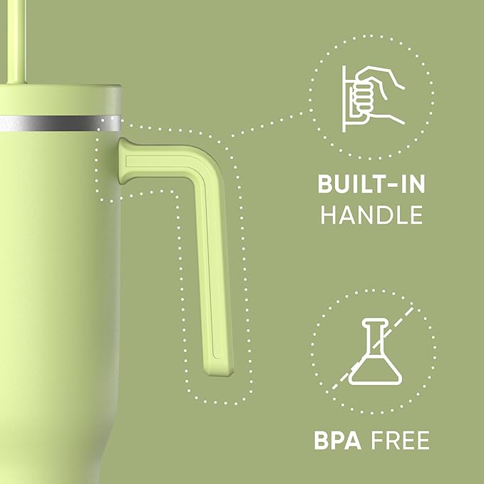 Hydrapeak Voyager 40 Oz Stainless Steel Tumbler with Handle, Insulated Water Bottle With Straw & Lid, Cupholder Friendly Reusable Travel Mug (Citrus) - Bloomnest