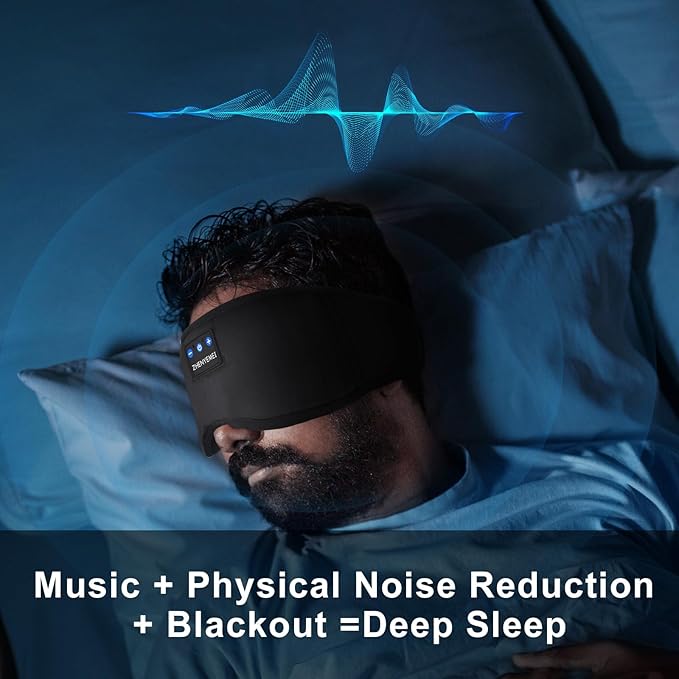 Deep Sleep Mask with Bluetooth 5.4 Headphones - Blackout Sleeping Mask Side Sleeper Eye Masks Earphone Rechargeable Headband Wiless Music Ear Muffs Portable Travel Essentials Gift for Women Men Mom - Bloomnest