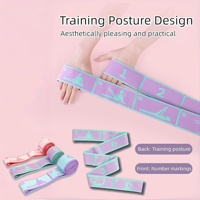 Multi-Loop Stretch Band - Yoga, Pilates, Ballet, and Physical Therapy Stretching Strap for Flexibility, Leg Stretching, and Exercise - Durable Stretching Equipment for Dance and Fitness - Bloomnest