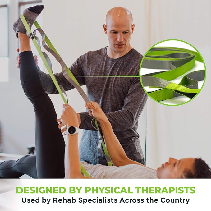 Gradient Fitness Stretching Strap for Physical Therapy, 12 Multi-Loop Stretch Strap 1" W x 8' L, Neoprene Handles, Physical Therapy Equipment, Yoga Straps for Stretching, Leg Stretcher. - Bloomnest