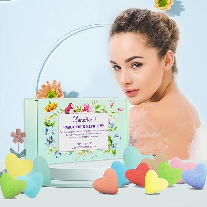 12 Pcs XXL 3.9 OZ Bath Bombs for Women Gift Set, Valentine's Day Bubble Bathbombs for Girlfriend, Her, Girls, Wife, Shea & Coco Butter Dry Skin Moisturize, SPA Relaxing Aromatherapy, Mothers Day Gift - Bloomnest