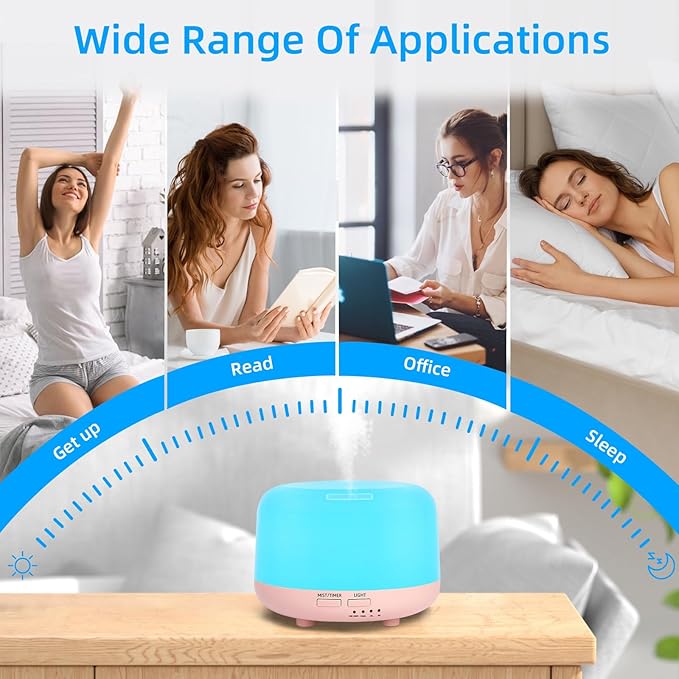 300ML Essential Oil Diffuser, Cool Mist Small Diffuser with Remote Control, 7 Color Changing LED Light, 4 Timer Settings,Waterless Safety Shut Off, for Bedroom, Room, Office(Pink) - Bloomnest