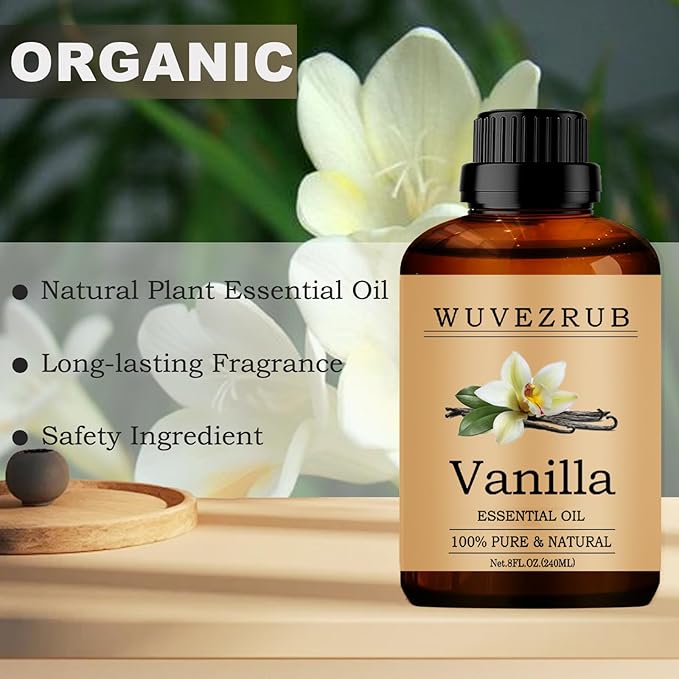 Vanilla Essential Oils, 240ML Pure and Natural Essential Oil for Aromatherapy Diffuser - Vanilla /8 Fl Oz - Bloomnest