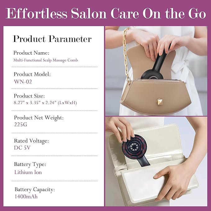 3-in-1 Rechargeable Scalp Massager Hair Growth Oil Applicator, Gentle Scratching & Kneading, IPX7 Waterproof, Electric Head Massage Tool for Home Spa, Portable Scalp Brush for All Hair Types Bloomnest