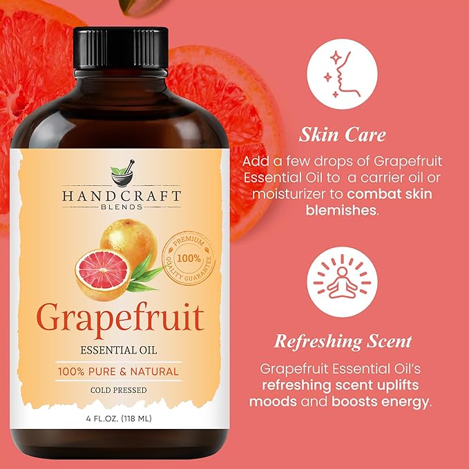 Handcraft Blends Grapefruit Essential Oil – Huge 4 Fl Oz – 100% Pure and Natural – Premium Grade Essential Oil for Diffuser and Aromatherapy, Skin, Massage, Candle and Soap Making Fragrance - Bloomnest