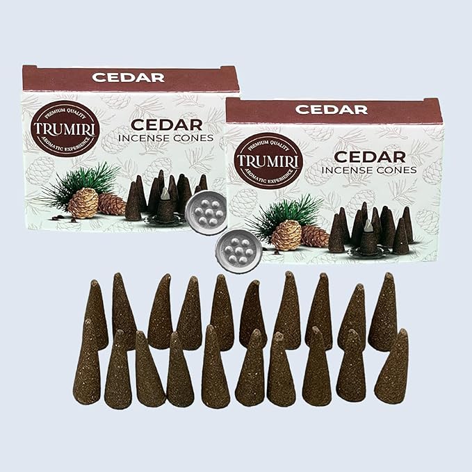 TRUMIRI Cedar Incense Cones - Total 20 Cone Incense - Dual Pack of 10 Insence Cones - Incense Cones Scented - Cone Incense Scents - Insense Cones - Incent Cone TRUMIRI