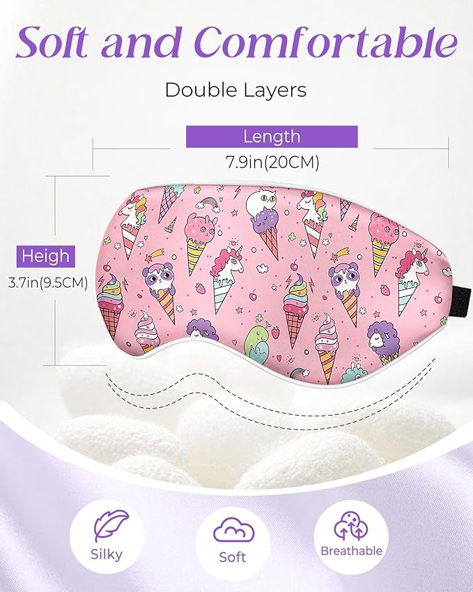 Kids Sleep Mask - Silk Eye Mask for Kids Cute Cartoon Cool Kawaii Soft Smooth Lightweight Boys Girls Teens Sleeping Mask with Adjustable Straps, Rainbow - Bloomnest
