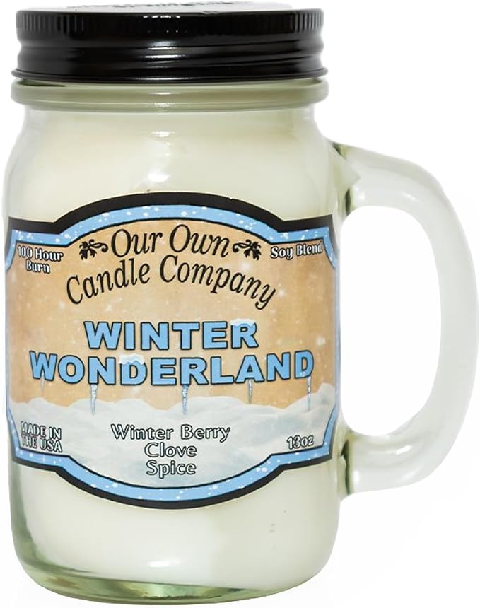 Our Own Candle Company, Winter Wonderland Scented Mason Jar Candle, 100 Hour Burn Time, 13 Ounces - Bloomnest