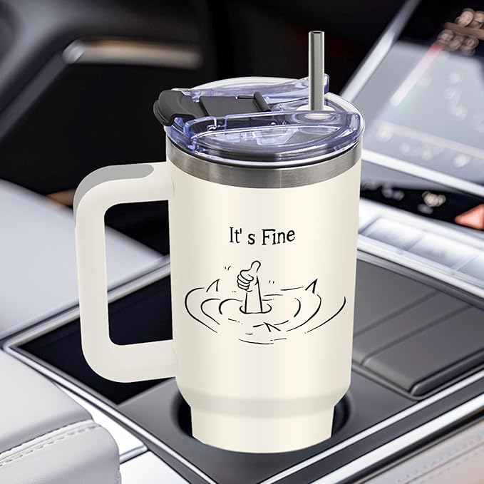 DUUV Motivational Gifts for Women Men, Funny Saying Tumbler 40 Oz with Handle Lid and Straws, Funny Coworker Gifts for Work Office, Inspirational Gift for Birthday Christmas, 1PCS - Bloomnest
