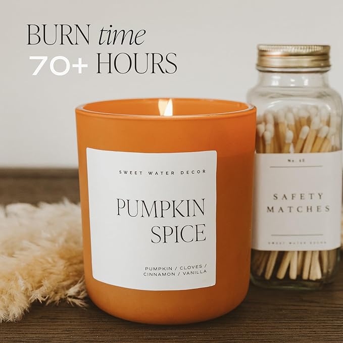 Sweet Water Decor Spooky Season Orange Scented Candle - Halloween Candles with Woods Warm Spice & Citrus Scent - 100% Cotton Wick Decorative Candles with 40 Hour Burn Time - 15oz Orange Jar Candle - Bloomnest