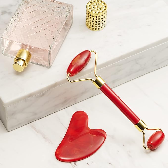 Valentines Day Gifts for Her, Red Rose Valentine Spa Gifts for Women, Bath and Body Gift Set, Pampering Gift Basket, Birthday Gifts for Mom with Perfume, Jade Roller, Quartz Gua Sha Stone & More - Bloomnest