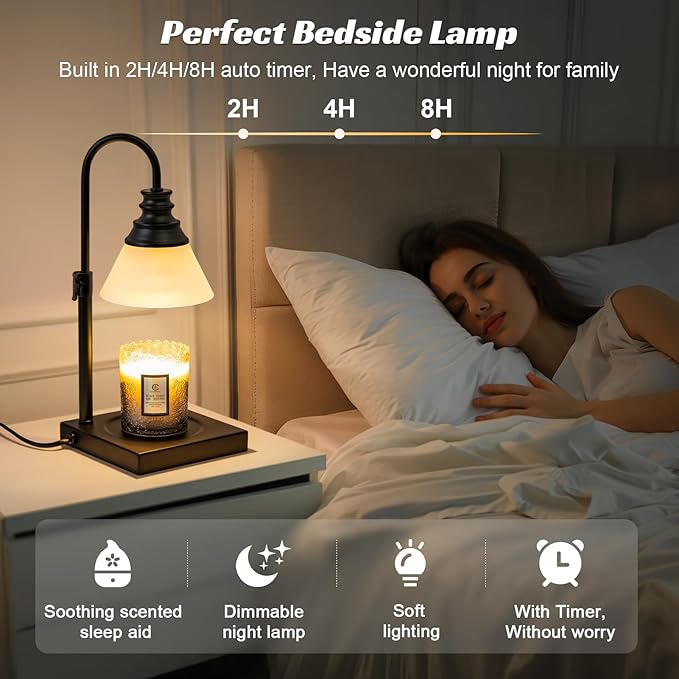 TantaScent Electric Candle Warmer Lamp in Vintage Birdcage Design with Timer – Scented Jar Candle Melter for Home Decor, Housewarming, Birthday, and Christmas (Includes 2 Bulbs) (Frosted White) - Bloomnest