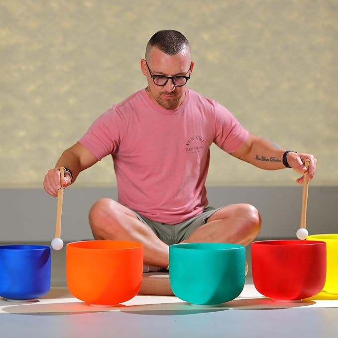 TOPFUND Crystal Singing Bowl Hard Rubber Mallet with Suede Bundle Pocket - Bloomnest
