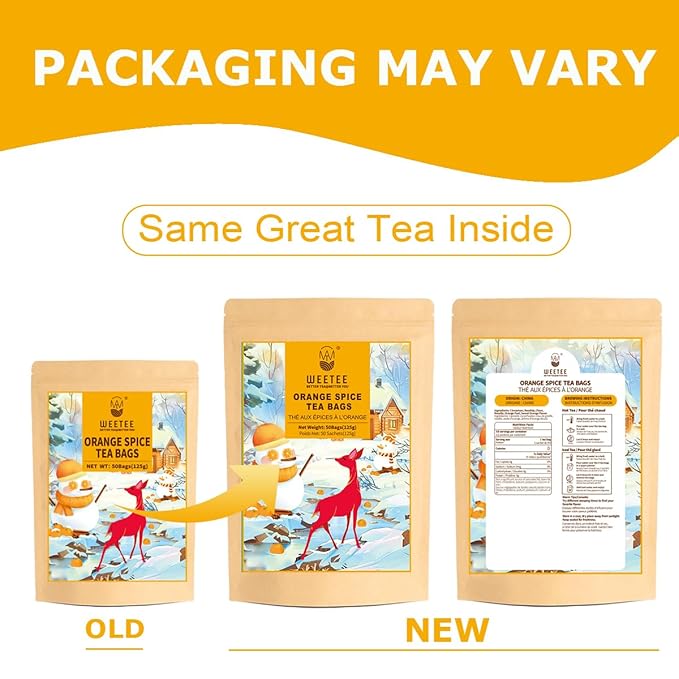 WT WEETEE Orange Spice Herbal Tea Bags, 2.5g x 50 Counts, Sweet Spices Tea Includes Cinnamon, Clove, Orange Peel, Rose Hips, Hibiscus & More, Natural Caffeine-free - Bloomnest
