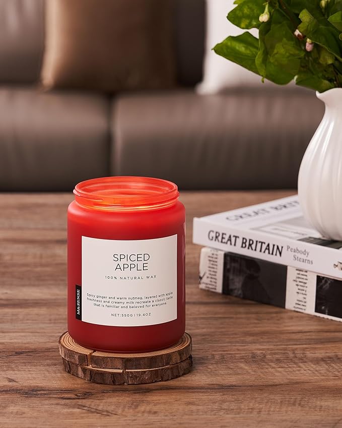 M&SENSE Spiced Apple Scented Candles for Home Natural Soy Wax 19.4oz 110 Hours Large Long Lasting Highly Scented Classic Christmas Holiday 2 Wicks Candle Gift Home Decor - Bloomnest