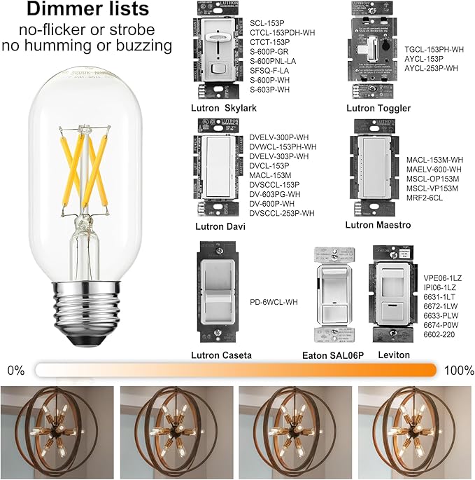 LiteHistory T45 LED Bulb,6W E26 LED Bulb Dimmable Equivalent E26 Bulb 60 Watt,Warm White 3000K E26 Edison Bulb,AC120V,600lm,CRI85,Clear Glass,Tubular Light Bulb,ETL Listed,Pack of 6 - Bloomnest