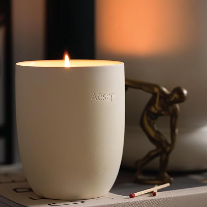 Aesop Aganice Aromatique Candle | Floral, Spicy, Fresh Scented | 55-65 Hour Burn Time | Vegan-Friendly | 10.5 oz - Bloomnest