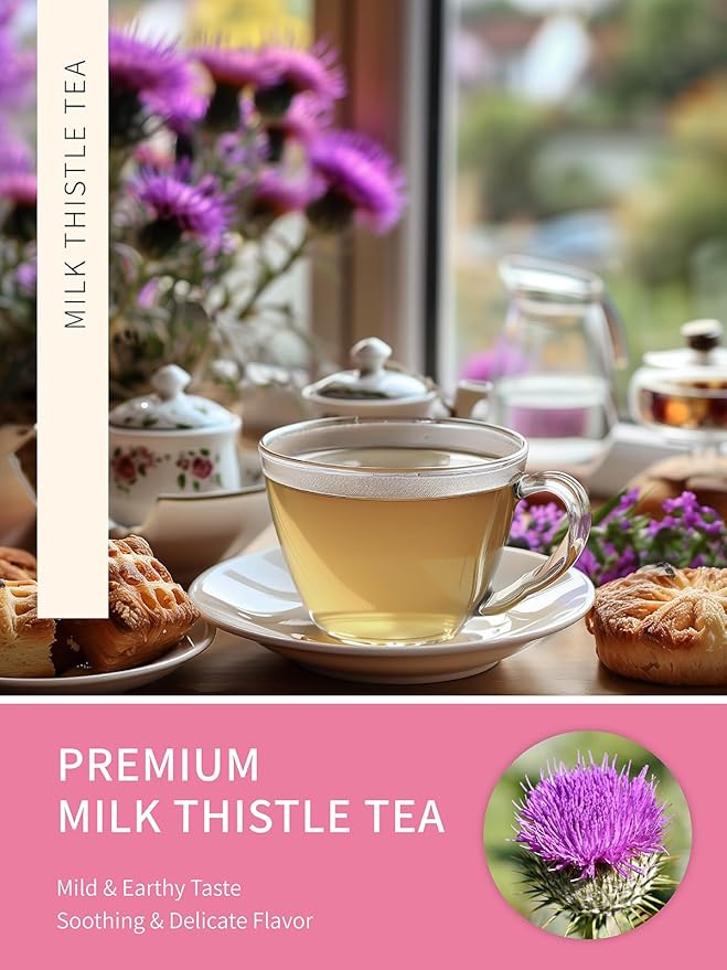 TeeLux Milk Thistle Tea Bags, 3g/bag, Natural Milk Thistle Seed Tea, Mild & Mellow Taste, Caffeine Free, 60 Count - Bloomnest