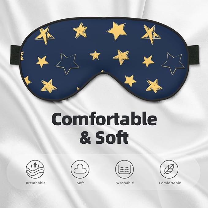 Sleep Eye Mask Doodle Yellow Stars Sleep Mask for Women Men Comfortable Eye Mask with Adjustable Strap Soft Eye Cover Blindfold for Travel Yoga Nap Shift Work - Bloomnest