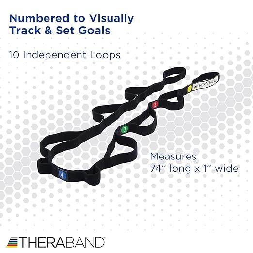 THERABAND Stretch Strap with Loops to Increase Flexibility, Dynamic Stretching Tool for Athletes Including Dancers, Cheerleaders, Gymnasts, Runners, Pilates and Yoga Elastic Stretch Out Band - Bloomnest