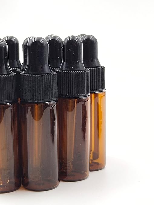 15Packs 5ml Tiny Amber Glass Mini Dropper Bottles for Essential Oils, Cosmetics, and Liquid Small Empty Travel Sample Vials with Dropper and Black Caps
