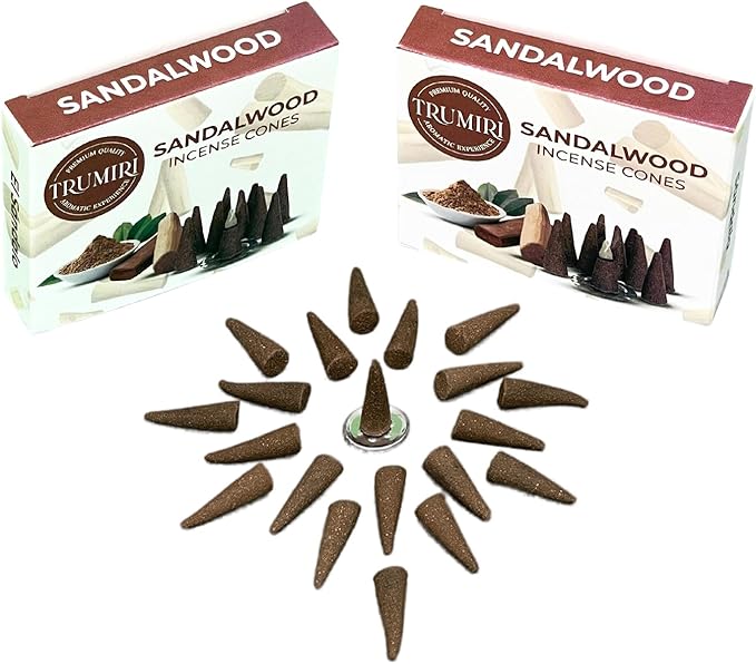 Sandalwood Incense Cones - Total 60 Cone Incense - Six Packs of 10 Insence Cones - Incense Cones Scented - Cone Incense Scents - Insense Cones - Inscent Cones