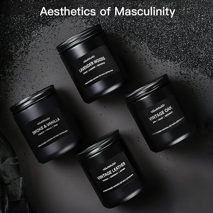 Scented Candle Set, Men Candle Set, Scented Candles for Home, Gifts for Men, 28 oz 200 Hour Burn Time,4 Pack Manly Gifts Soy Candles of Cedar Oakmoss/Pine&Clove/Patchouli/Sandal Wood - Bloomnest