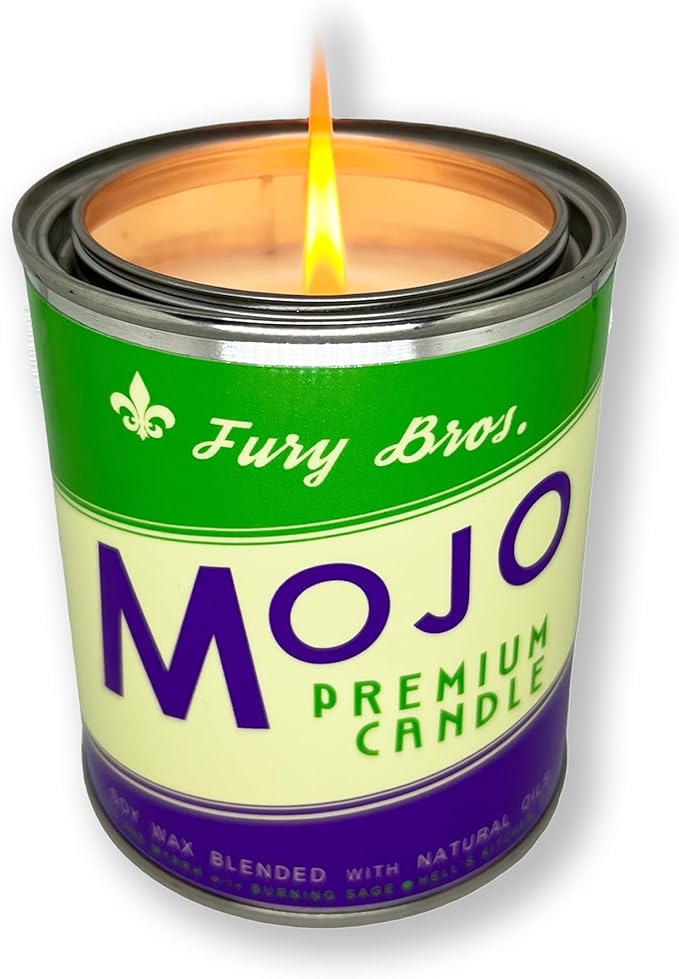 Fury Bros. Scented Candles for Men | Mojo | Frankincense Myrrh Burning Sage | Natural Soy Wax | Hand-Poured in The USA | Long 70-80 Hour Burn (12.5 oz) | Vintage-Inspired Tin Design | Dad Home Gift - Bloomnest
